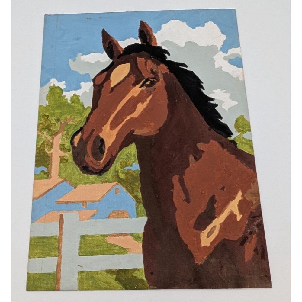 VINTAGE  PAINT BY NUMBER PBN Horse 9” X 12” farm Horse
